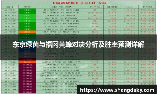 东京绿茵与福冈黄蜂对决分析及胜率预测详解